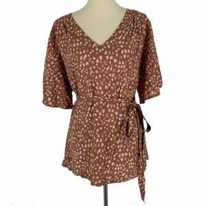 Isabel Maternity Brown Spotted Blouse Size Small